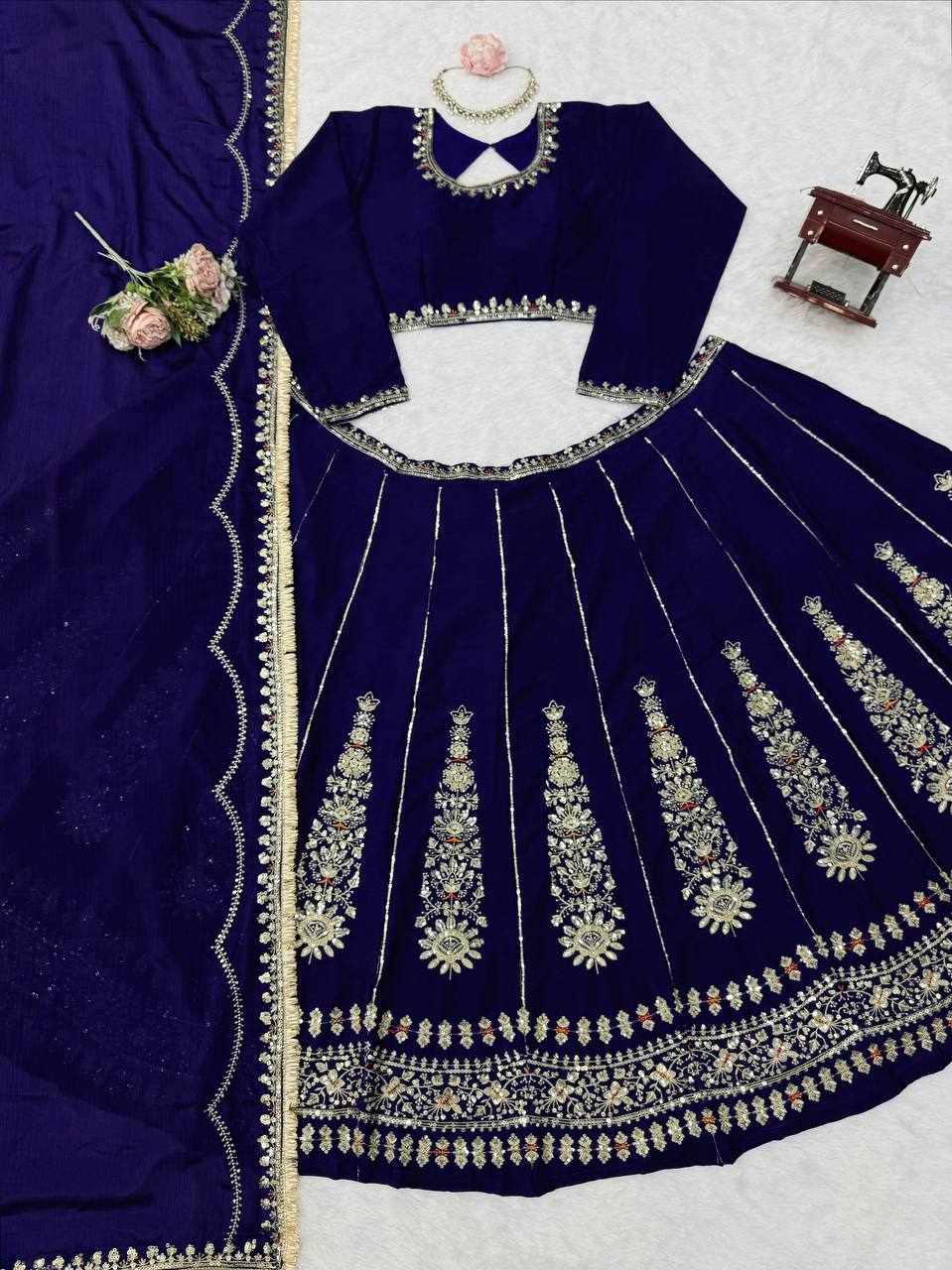 Royal Blue Embroidered Lehenga Set