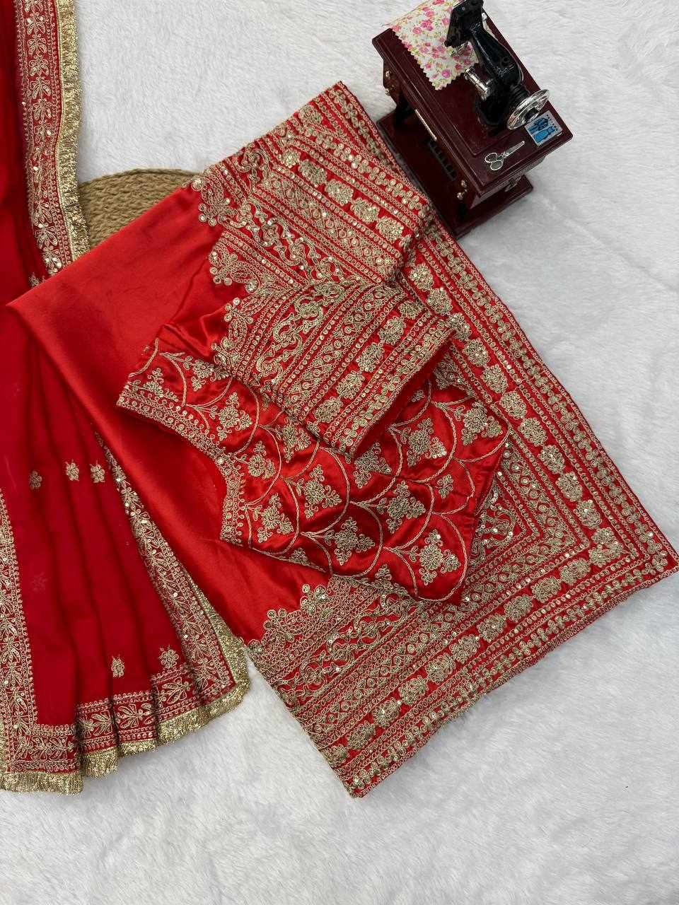 Royal Red Banarasi Silk Saree with Heavy Golden Zari Border