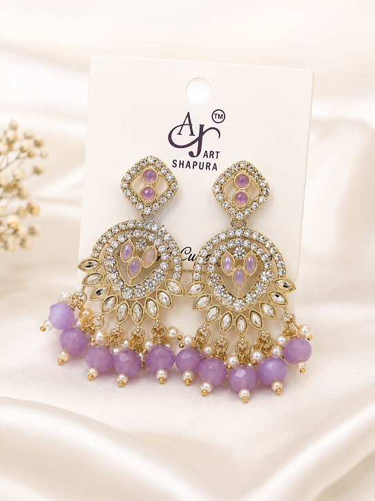 Lavender Stone Chandbali Earrings
