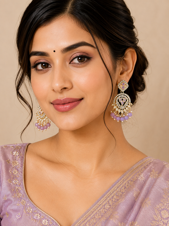 Lavender Stone Chandbali Earrings