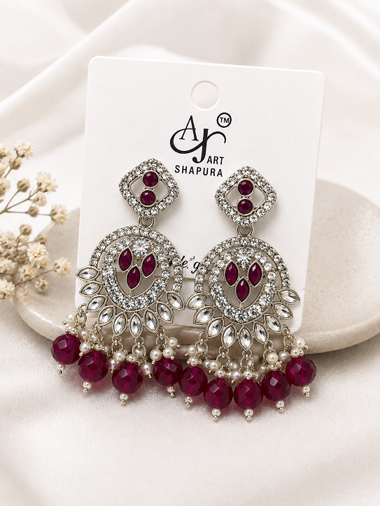 Ruby Stone Chandbali Earrings