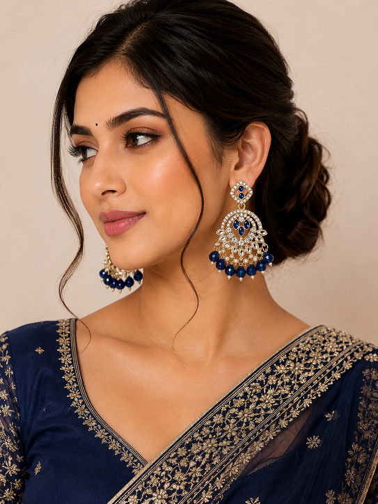 Royal Blue Chandbali Earrings