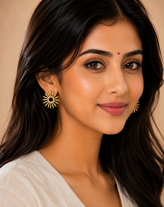 Golden Sunburst Statement Earrings – Elegant Fashion Jewellery