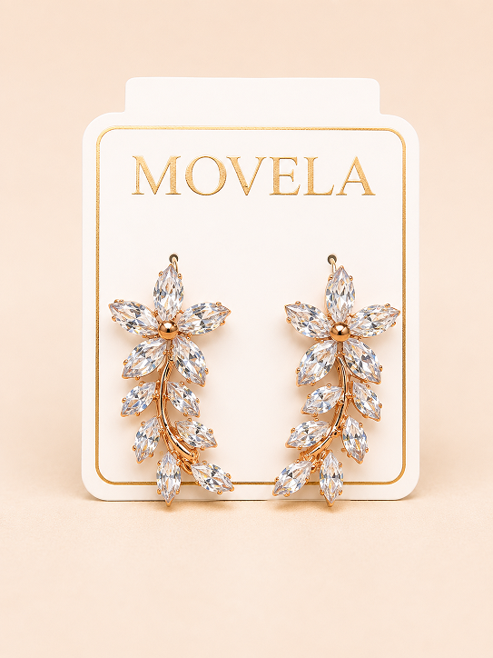 Elegant Crystal Floral Drop Earrings