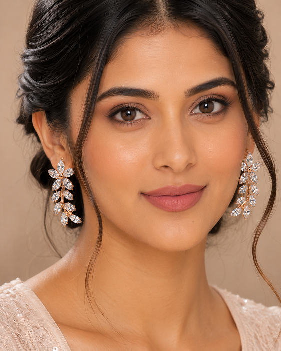 Elegant Crystal Floral Drop Earrings