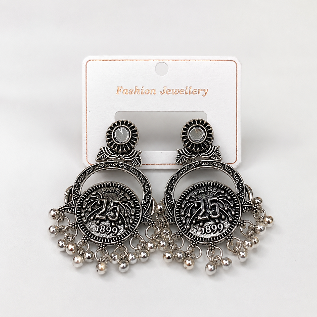 Antique Silver Coin Statement Earrings